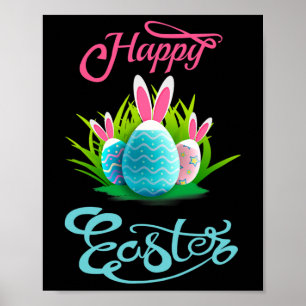 Poster Joyeux oeufs de lapin lapin de Pâques; Femmes de l