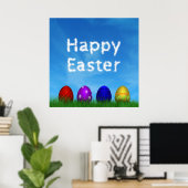 Poster Joyeux Oeufs de Pâques colorés (Bureau à domicile)