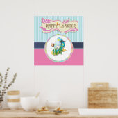 Poster Joyeux OEufs de Pâques et papillons sur les bandes (Cuisine)