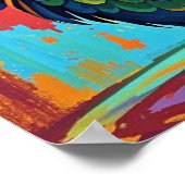 Poster Joyeux Oiseau coloré art abstrait (Coin)