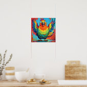 Poster Joyeux Oiseau coloré art abstrait (Cuisine)