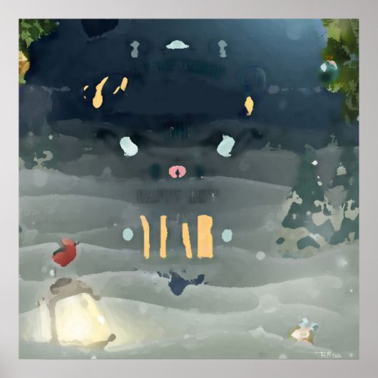 Poster Joyeux oiseau de Noël (Devant)