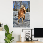Poster Joyeux Palomino Pinto Horse et neige (Bureau à domicile)