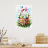 Poster Joyeux Panier d'oeufs de Pâques vacances (Cuisine)