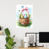 Poster Joyeux Panier d'oeufs de Pâques vacances (Bureau à domicile)