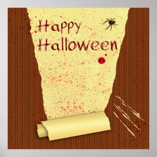 Poster Joyeux papier peint Halloween sanglant