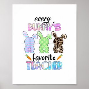 Poster Joyeux Pâques Chaque Lapin Est Professeur Préféré