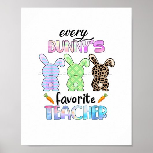 Poster Joyeux Pâques Chaque Lapin Est Professeur Préféré (Devant)