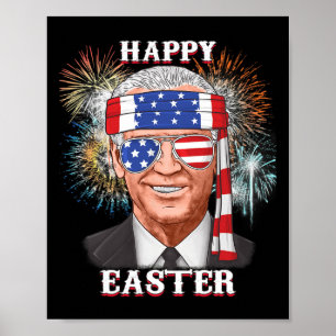 Poster Joyeux Pâques confondu Joe Biden 4 juillet amusant
