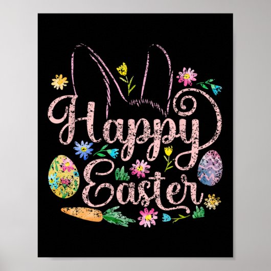 Poster Joyeux Pâques Dit Oeuf Bunny 5 (Devant)