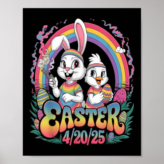 Poster Joyeux Pâques drôle Fumer lapin de Pâques Hommes F (Devant)