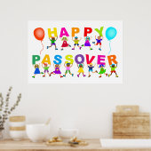Poster Joyeux Passover mignon Cartoon Diverse Kids Texte (Cuisine)