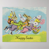 Poster Joyeux Pastel de Pâques Courir des lapins (Devant)