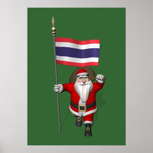 Poster Joyeux Père Noël Avec Drapeau De Thaïlande (Devant)
