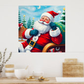 Poster Joyeux Père Noël se relaxer dans l'escarpement fes (Cuisine)