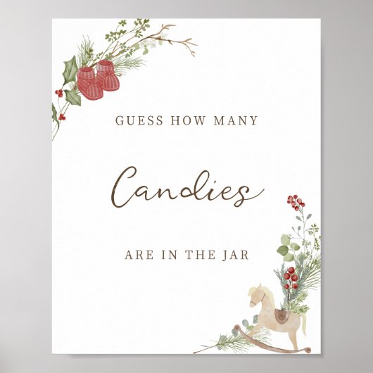 Poster Joyeux Petit Baby shower Devine Combien (Devant)