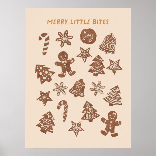 Poster Joyeux Petites Morsures Noël Cookies Jaunes (Devant)
