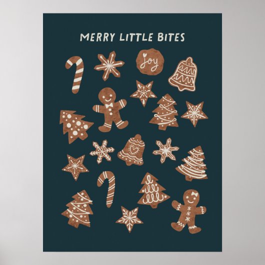 Poster Joyeux Petites Morsures Noël Cookies Vert (Devant)