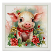 Poster Joyeux Piglet de Noël Faux Mat Prêt à être encadré (Devant)