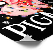 Poster Joyeux Pigmas Drôle Cochon Feux Noël Lumières Arbr (Coin)