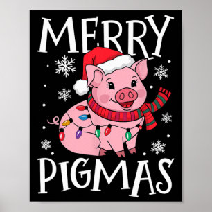 Poster Joyeux Pigmas Drôle Cochon Noël Père Noël Cochon N