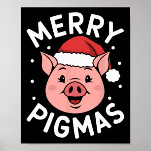 Poster Joyeux Pigmas Drôle Cochon Noël Père Noël Cochon N