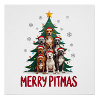 Joyeux Pitmas Pitbull Chien Pull de Noël Laid Arbr