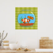 Poster Joyeux poisson clown dormant dans un bol de poisso (Cuisine)