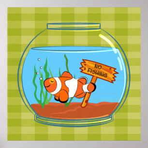 Poster Joyeux poisson clown dormant dans un bol de poisso