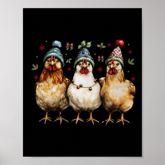 Poster Joyeux poulets de Noël Drôle poulet de Noël Mo (Devant)