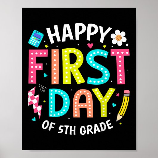 Poster Joyeux Premier Jour De 5e Professeurs Enfants Reto (Devant)