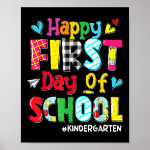 Poster Joyeux premier jour de classe Crayon Enseignant En