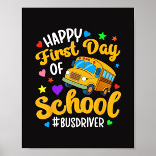 Poster Joyeux premier jour de la rentrée Conducteur de bu