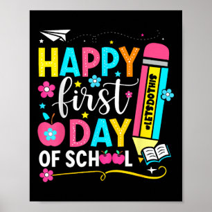 Poster Joyeux Premier Jour De L'École Crayon Enseignant E