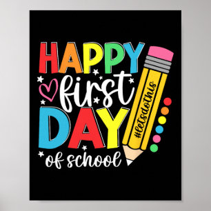 Poster Joyeux Premier Jour De L'École Crayon Enseignant E