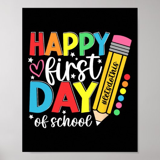 Poster Joyeux Premier Jour De L'École Crayon Enseignant E (Devant)