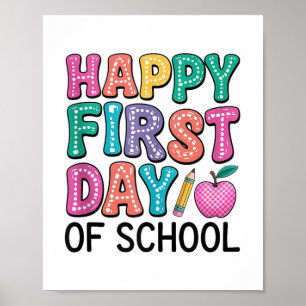 Poster Joyeux Premier Jour De L'École Cute Retour À L'Éco