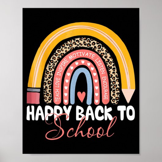 Poster Joyeux premier jour de retour à l'école enseignant (Devant)