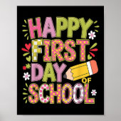 Poster Joyeux premier jour d'école Crayon Enseignant Enfa (Devant)