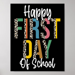 Poster Joyeux premier jour d'école léopard rentrée scolai