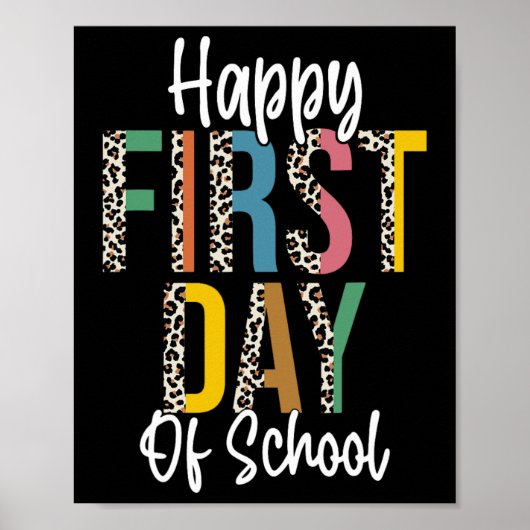 Poster Joyeux premier jour d'école léopard rentrée scolai (Devant)