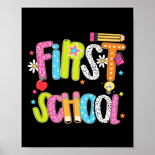 Poster Joyeux premier jour d'école Prof Préparé Enfants C (Devant)
