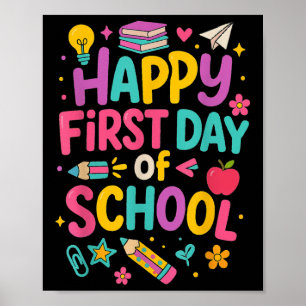 Poster Joyeux premier jour d'école professeur élève rentr