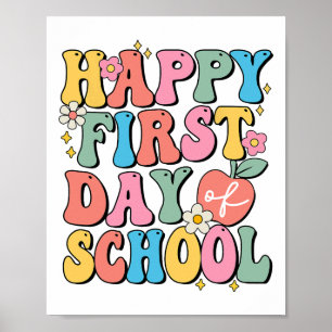 Poster Joyeux Premier Jour D'Enseignants Scolaires Enfant