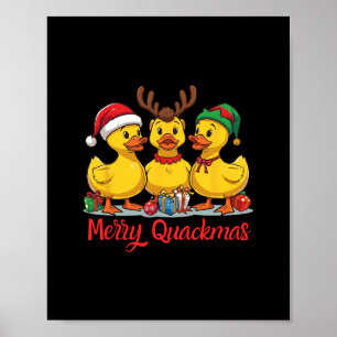Poster Joyeux Quackmas Noël Chapeau de Père Noël Renne El