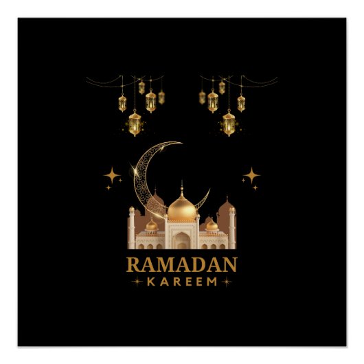 Poster Joyeux Ramadan Kareem - Aïd Moubarak Salutations (Devant)