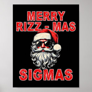 Poster Joyeux Rizz Mas Sigmas - Cool Père Noël Face Gen A