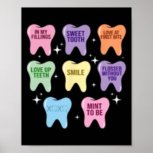 Poster Joyeux Saint Valentin Cœur Dents Dentiste Hygiénis