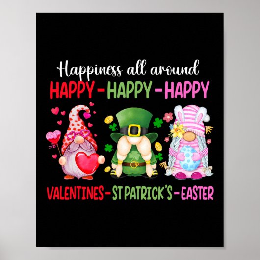 Poster Joyeux Saint-Valentin Saint-Patrick Pâques Gnome B (Devant)