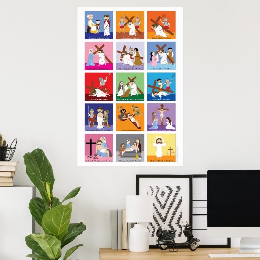 Poster Joyeux Saints Chemin de Croix (Bureau à domicile)